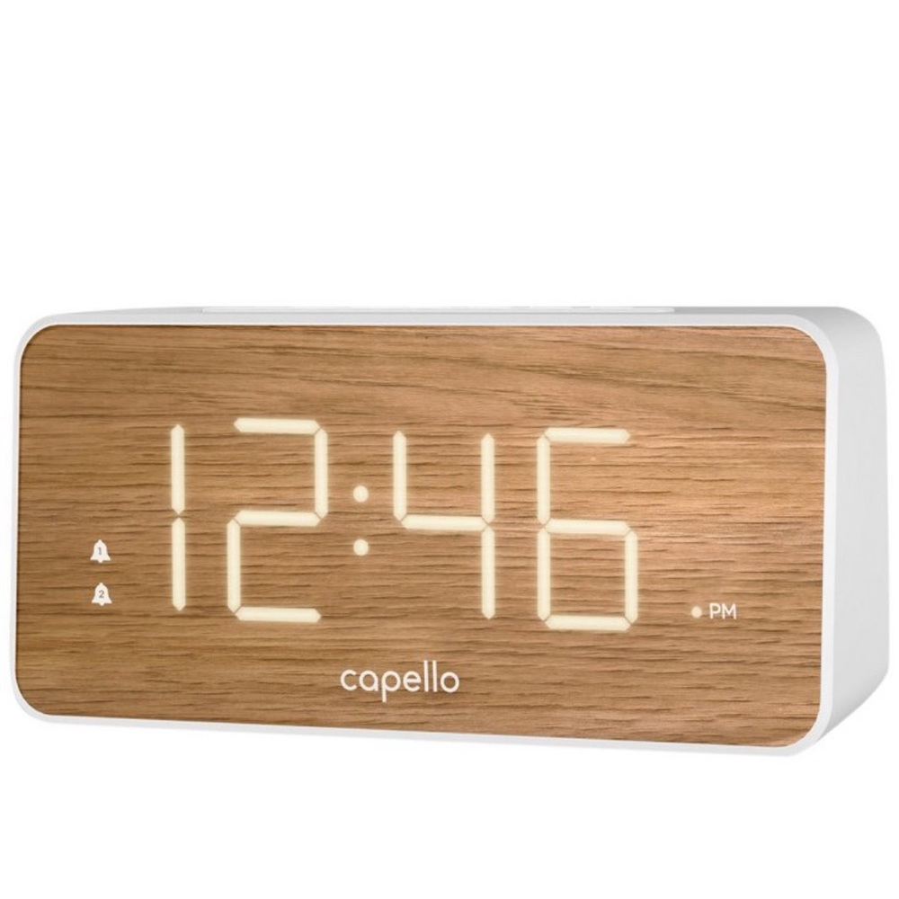 Digital Alarm Clock, White/Pine Target